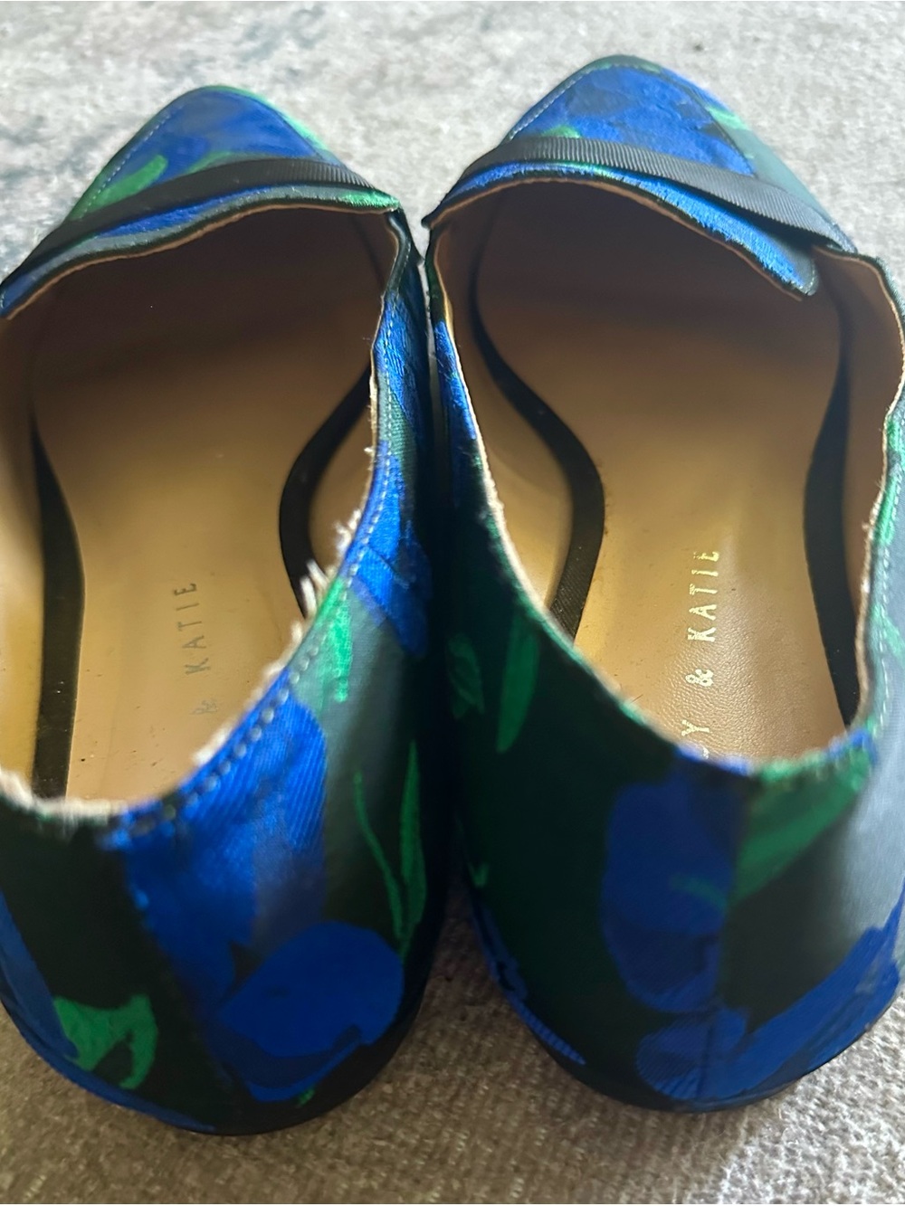 Kelly & Katie Blue and Green Floral Slip-On Loafers - Picture 3 of 5